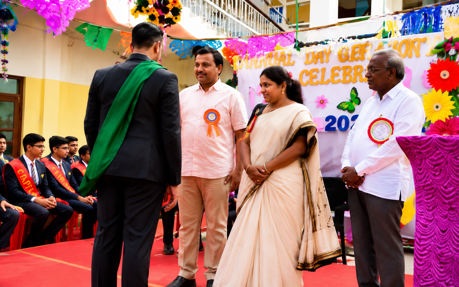 Annual day ceremony with school leadership and students